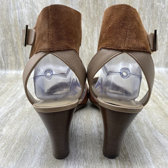 Karl Lagerfeld Amelie Brown Suede Leather Platform Wedge Open Toe Sandals US 9 - Picture 6 of 12